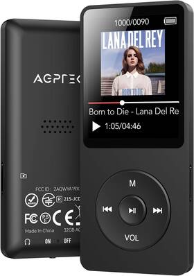 Agptek 313054042095 A02 Mp3 Player With Bluetooth 5.3 1.8 Inch Screen Portable Music