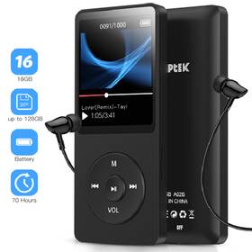 Agptek 713382818735 A02 16gb Mp3 Player With Micro Sd Card Slot Black