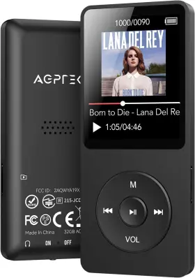 Agptek 744110735680 A02 Mp3 Player With Bluetooth 5.3 1.8 Inch Screen Portable Music