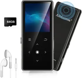 Aimoonsa 313054939968 64gb Mp3 Player With Bluetooth 5.2 Music Built-in Hd Fm