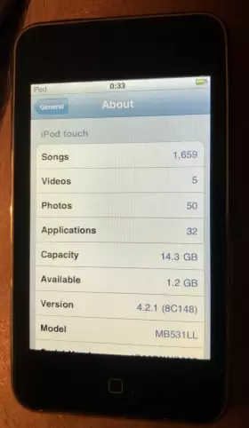 1654 Apple 885909232789 Ipod 2nd Gen Touch 16gb A1288 Fast Ship Good Used Songs 23 Apps