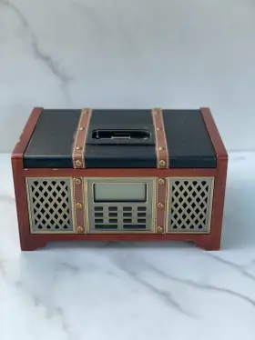 Kha716 Apple Ipod Vintage Technosonic Model Dock/charge/alarm/clock-wood/leather