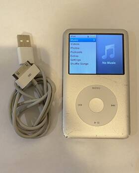 Apple Ipod Mb029c Classic 6th Generation Silver 80 Gb Lines On Lcd Works Great