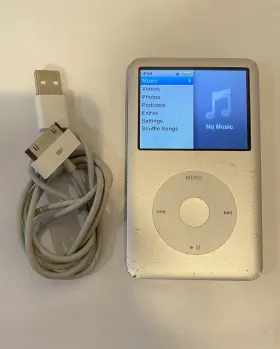 Mb029c Apple Ipod Classic 6th Generation Silver 80 Gb Lines On Lcd Works Great