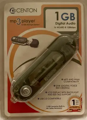 1gbmp3-001 Centon Digital Mp3 Player 1 Gb Audio 16 Hrs 128 Kbps Read Description