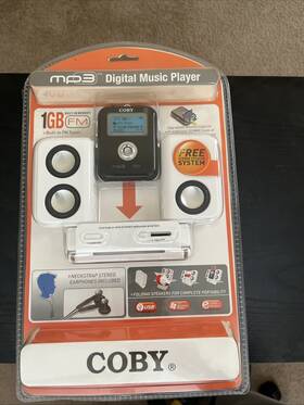 Coby 716829917817 Rare Mp3 Player And Compact Speaker System 1 Gb. New Sealed