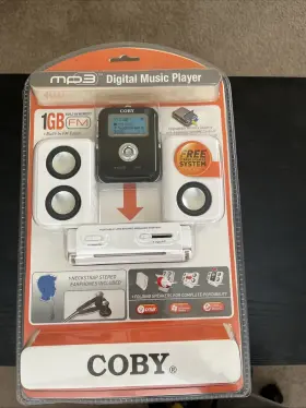 Coby 716829917817 Rare Mp3 Player And Compact Speaker System 1 Gb. New Sealed