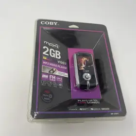 Mp-c7097 Coby Mp4 2gb Mp3 Video Player Fm Tuner Plug And Play Silver Black New