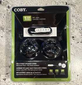 Coby Mp20016-1g Mp3 Stereo Speaker Combo 1gb Usb Headphone Jack Mp3/wma