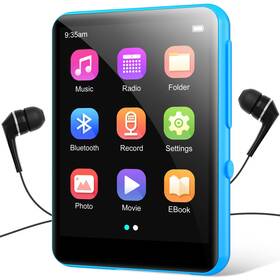Conrain M4sblue 64gb 2.4 Inch Full Touch Screen Mp3 Player With Bluetooth 5.3 Portable Hifi Soun
