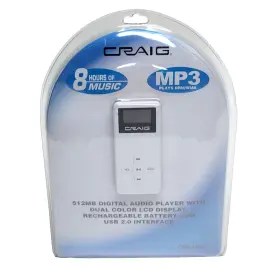 Cmp1680 Craig Mp3 Player 512mb Dual Color Lcd 2.0 Usb Interface White Factory Sealed New