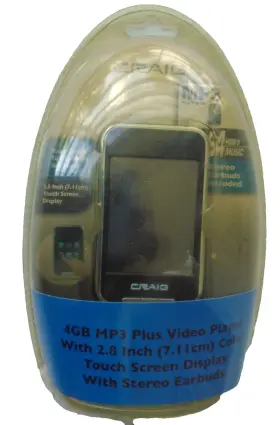 Cmp621f Craig 4gb Mp3 Plus Video Player 2.8 In Color Touch Screen Display