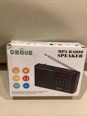Dbque Y-096 Handheld Rechargeable Digital Fm Radio Mp3 Player Usb Tf Card Led Speaker Black