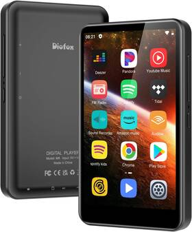 Diofox 313093423497 80gb Mp3 Player With Bluetooth And Wifi 4-inch Touch Screen Players Bl