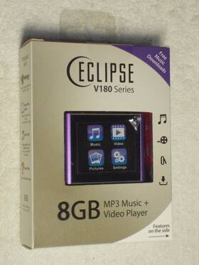 Eclipse 878376002887 Purple Clip V180 Series 8 Gb Mp3 Player Nib