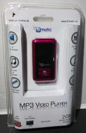 Em102vidp Ematic 2gb Color Mp3 Video Player With 1.5-inch Screen Fm Radio Voice Rec New