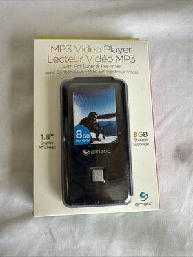 Ematic Em208vid Mp3 Video Player With Fm Tuner And Recorder Black 1.8 Inch Display 8gb Storage