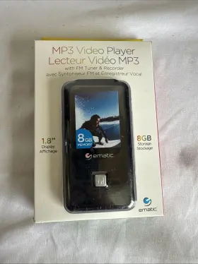 Em208vid Ematic Mp3 Video Player With Fm Tuner And Recorder Black 1.8 Inch Display 8gb Storage