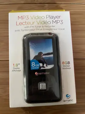 Em208vidbl Ematic 8gb Mp3 Video Player 1.8 Inch Screen Fm Radio Black New Sealed