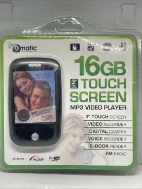 Em616vid Ematic 16 Gb Video Mp3 Player 3 Inch Touchscreen 5mp Camera Fm Radio