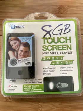 Em808vid Ematic E8 Series 8gb Touch Screen Mp3 Video Player Camera New Sealed