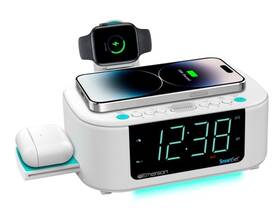 Emerson Cksw5010 Smartset Wireless Charging Dual Alarm Fm Clock White