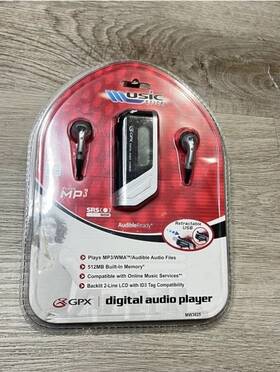 Gpx Mw3825 Mp3 Digital Audio Player Sd Card Slot Silver Model Mp3/wma