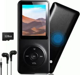 Rgdfs1 Hunmkno Portable Bluetooth Mp3 Player 128gb With Speaker And Earbuds Brand New - Bundle