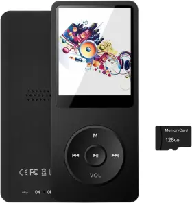 Imkavery 445056576537 128gb Mp3 Player With Bluetooth 5.2 Portable Black Music For Kids B