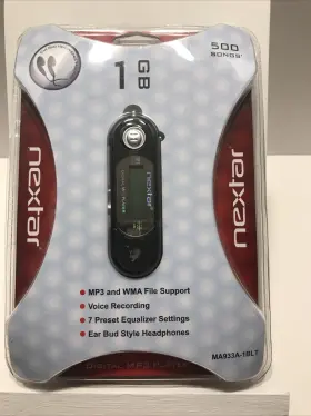 Ma933a-1blt Nextar 1gb Digital Mp3 Player Voice Recorder 500 Songs Black New