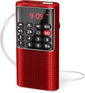 J-328 Prunus Mini Fm Radio Mp3 Player Recorder Rechargeable Red