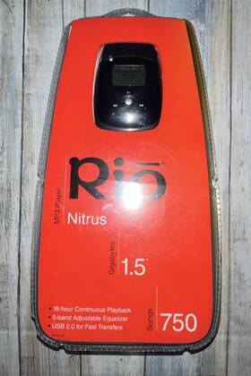 Rio 018258012973 Vintage 2004 Nitrus Mp3 Player 1.5gb Black 750 Songs Rare New/sealed