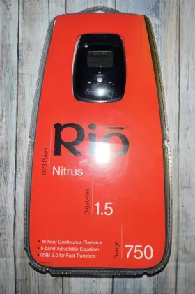 Rio 018258012973 Vintage 2004 Nitrus Mp3 Player 1.5gb Black 750 Songs Rare New/sealed