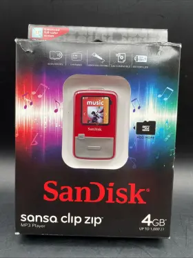 Sandisk 619659070885 Sansa Clip Zip Black 4 Gb Digital Media Player Red