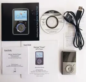 80-36-03221 Sandisk Sansa Fuze 8gb Digital Media Mp3 Player Silver Works Good Great Cond