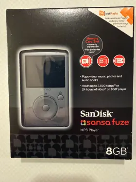 Sdmx14r-008gs-a57 Sandisk Sdmx14-008gs-a57 Sansa Fuze 8gb Mp3 Player - New In Box Not Sealed