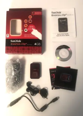 Sdmx18r-004gr-a57 Sandisk Never Used Sansa Clip Mp3 Player 4gb Power Charger Bundle Red Open Box