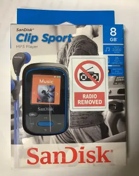 Sdmx24-008g-g46b Sandisk Clip Sport 8gb - Blue Kosher Mp3 Player No Fm Radio Open Box