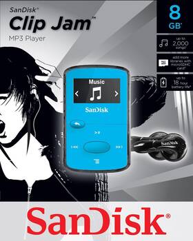 Sandisk Sdmx26-008g-g46r Sansa Holds 2000 Songs Blue Clip Jam 8gb Mp3 Player With Fm Radio