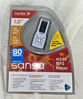 Sdmx3spd1024a40 Sandisk New Sansa M240 Silver 1gig Digital Media Player Sealed