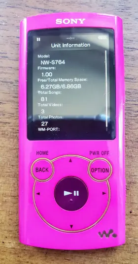 Nw-s764 Sony Walkman S Series Digital Media Player Mp3 8gb Vivid Pink