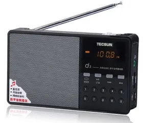 D3-blk Tecsun D3 Rechargeable Fm Radio With Etm Mp3 Player Built-in Micro Sd Card Slo