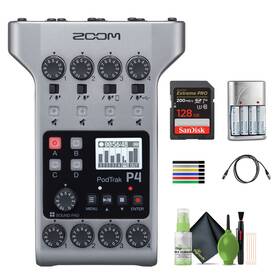 Zoom 094148665023 Podtrak P4 Portable Multitrack Podcast Recorder 128gb Sdxc Card Bundle