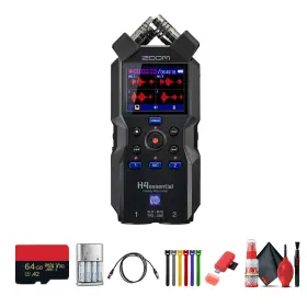 H4essential-ag2-1 Zoom H4essential 4-track 32-bit Float Audio Recorder Memory Card 64gb Bundle