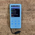 Agptek 32GB MP3 Player Blue. Bluetooth 5.3, A19X 2.4" Works Great Used. Price: $30.00.