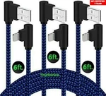 3 Pack 6FT 90 Degree Angle Fast Charging Cable Rapid Charger Sync Cord New. Price: $11.55.