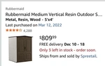 Rubbermaid Outdoor Gardening And Tools Vertical Storage Shed Used. Price: $300.00.