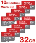 Lot 10X Sandisk Ultra Plus 32GB Microsdhc Uhs-i V10 Memory Card Used. Price: $44.80.