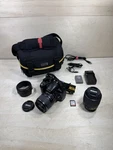 Nikon D3000 Dslr Camera 14.2MP + 18-55MM Vr 55-200MM 32GB Sd Card Bag Bundle Used. Price: $249.99.