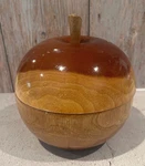Vintage Carved Two Tone Wooden Apple Shaped Storage Jar Container Used. Price: $19.99.